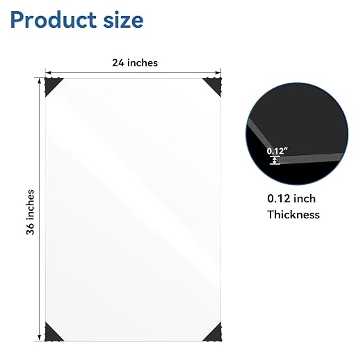 HUAZI 3PACK Plexiglass Sheet 1/8'' Thick 24×36inches Clear Acrylic Sheets