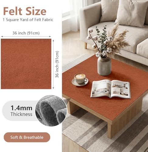 1.4mm Felt Fabric 36'' X 36'' Large Felt Sheets Soft Craft Felt by The Yard