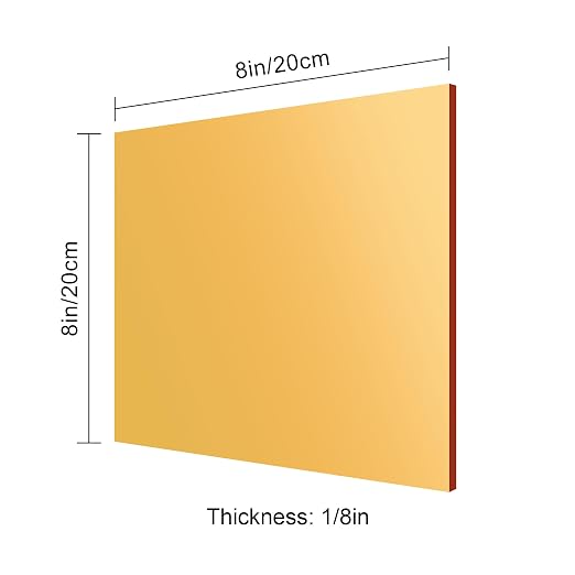 Gold Mirror Acrylic Sheets – 6 Pack, 8x8 Inches, 1/8 Inch Thick, Reflective