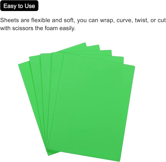 MECCANIXITY EVA Foam Sheets Green 7.6 Inch x 5.9 Inch 2mm Thickness