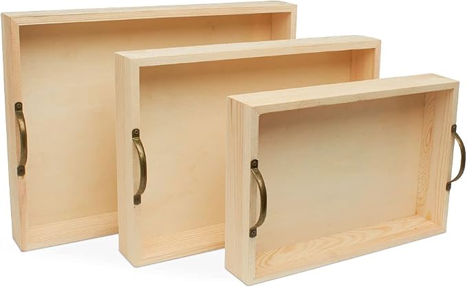 Unfinished Wood Nesting Serving Trays
