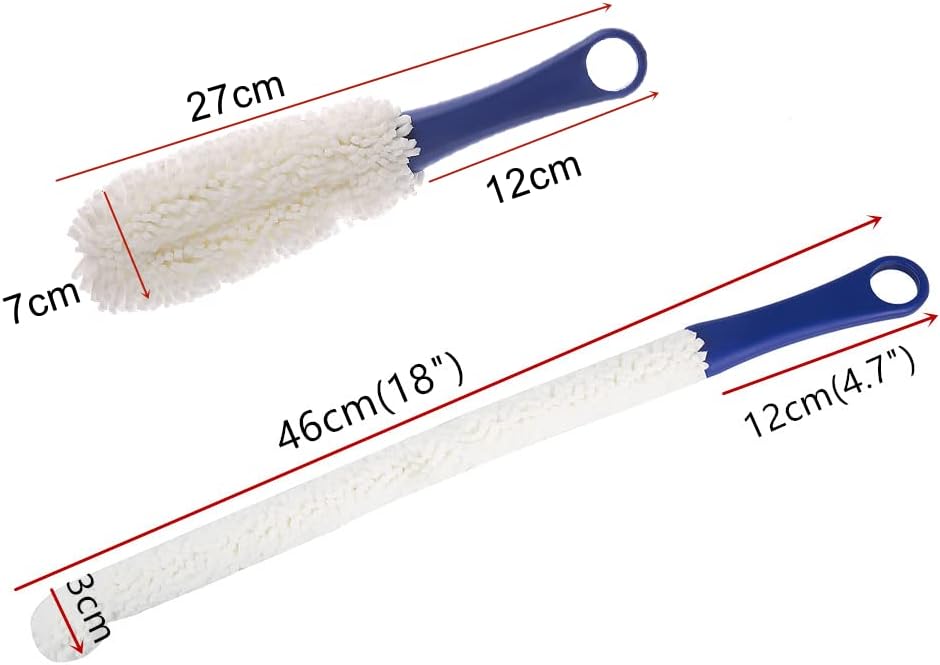 Bottle Cleaning Brush - Set of 2 Different Sizes Flexible Bottle Scourer - Multi-Function Household Cleaning Tools for Cleaning of Wine Decanters, Goblets, Glasses, Cups