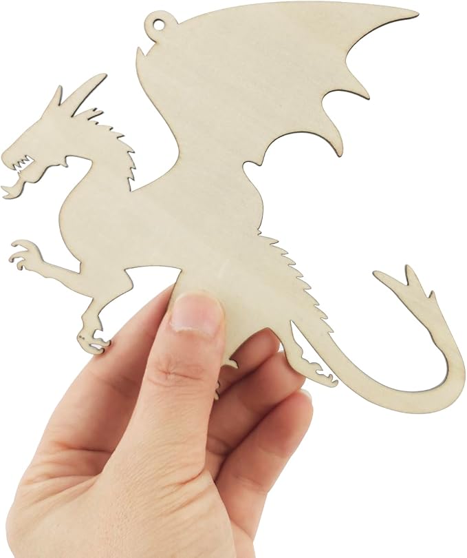 Xonzmmk 20 Pack 6 Inch Wood Dragon Crafts Unfinished Wood Dragon Cutouts Wooden