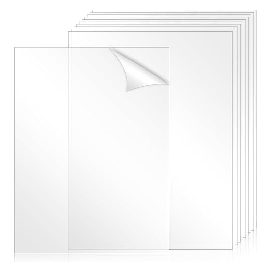 TKOnline 10 PCS Plexiglass Sheets, 8.5" x 11" x 0.02 Clear PET Sheet Panels