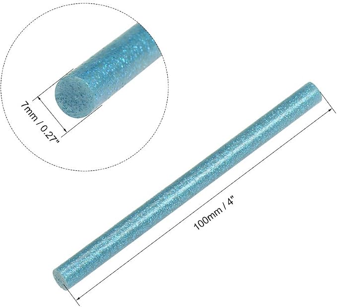 uxcell Mini Hot Glue Sticks for Glue Gun 0.27-inch x 4-inch Blue Glitter 10pcs