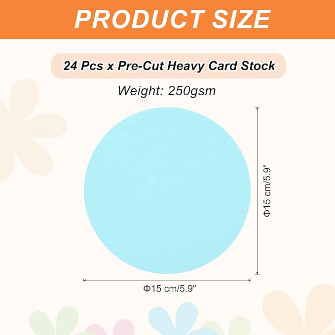 MECCANIXITY 24 Pcs Circle Card Stock, 5.9 Inch Round Cutouts Paper Thick