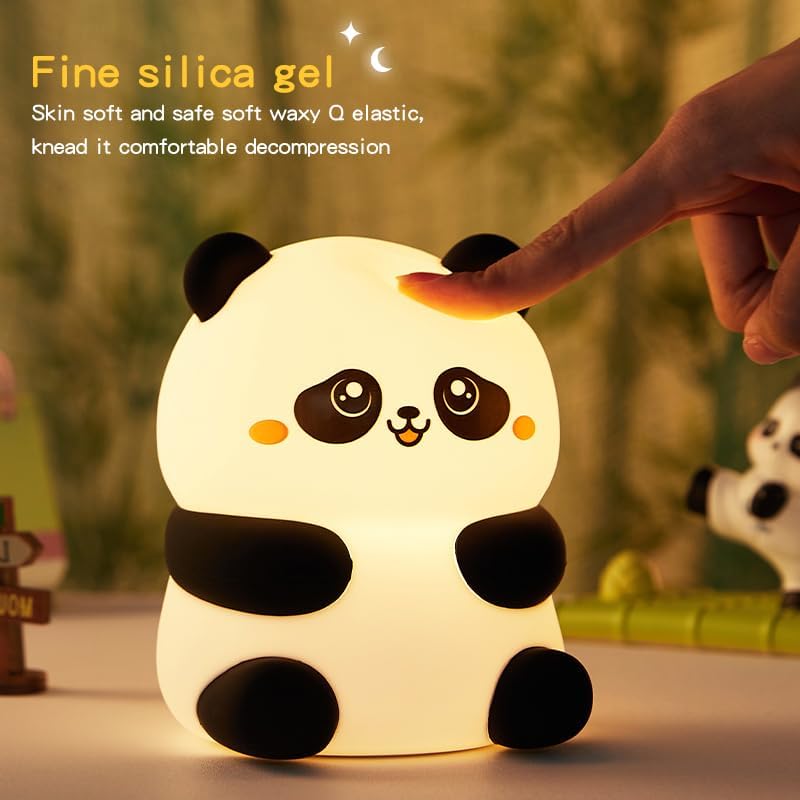 Cute Panda Night Light, with Two Actions: Sitting and Lying, Suitable for Desktop and Bedside Decoration, Rechargeable, dimmable, Touch Control, a Unique Gift for Family Members on Birthdays