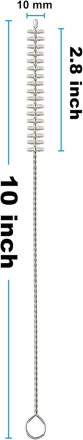 Straw Cleaner Brush Long 10 Inch, Straws Brush of Bristles Diameter 10 mm, Straw Cleaning Brush with Stainless Steel Nylon Bristles for Cleaning Straws,Stanley Cup, Owala Cup, Water Bottle 6 Pack