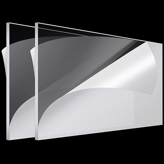 Roowest 2 Pcs 24 x 48 Inch, 1/2 Inch Thick Clear Acrylic Sheets Plastic