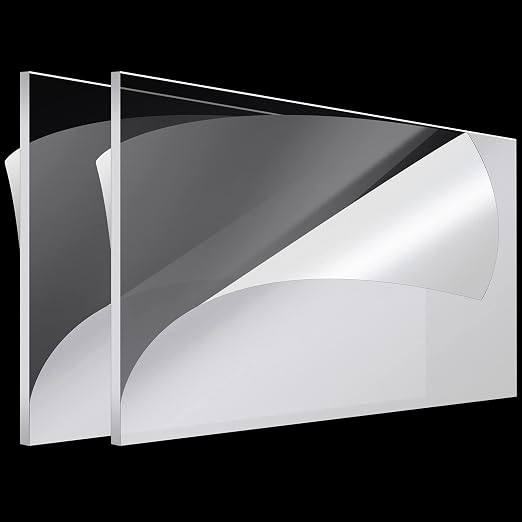 Roowest 2 Pcs 24 x 48 Inch, 1/4 Inch Thick Clear Acrylic Sheets Plastic