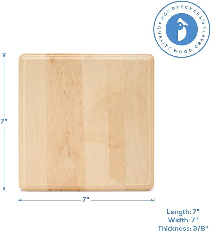 Unfinished Wooden Squares 7 inch Pack of 12 Wood Boards