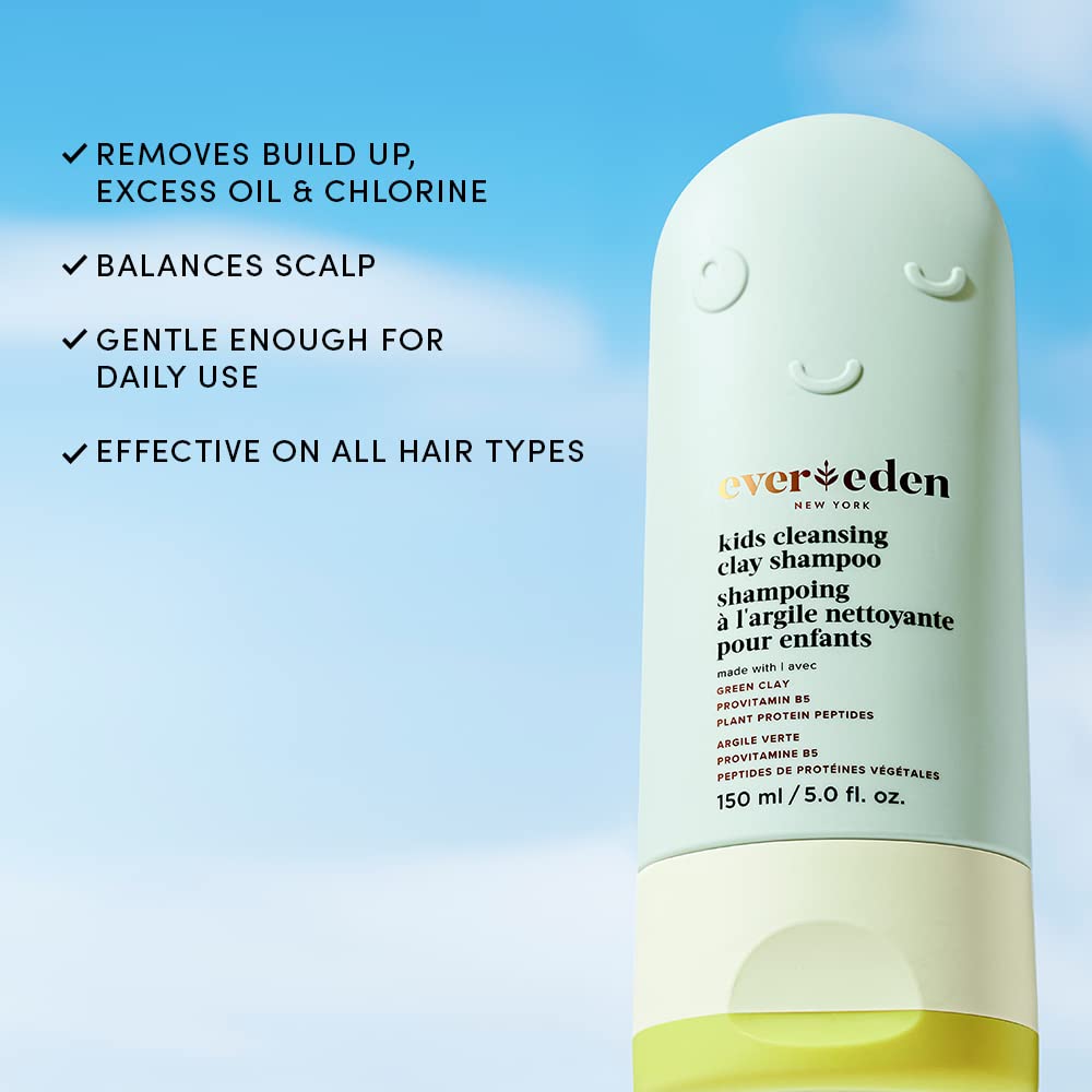 Evereden After Swim & Sports Kids Shampoo: With Cleansing Clay | Detoxifies Hair & Scalp from Chlorine, Dirt, and Sweat | Clean & Vegan Kid Shampoo for Daily Use and Any Hair Type