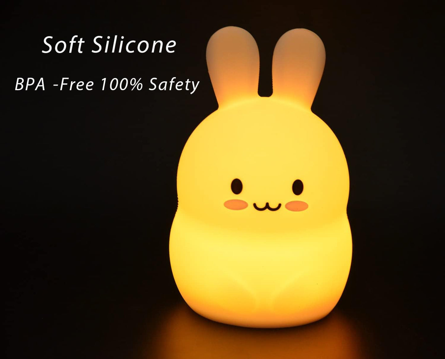 WHA&DARREN Night Light for Kids, Bunny Night Light, Silicone Nursery Light for Baby and Toddler, Animal Night Lights for Girls and Boys, Cute Lamps for Bedroom