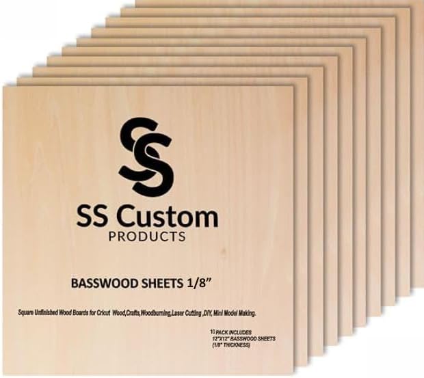 Basswood Sheets for Crafts 1/8 inch, 3mm Plywood Sheets for Laser Cutting