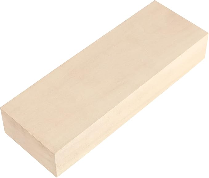 JAPCHET 2 Packs 10 x 3.5 x 1.7 Inch Basswood Blocks, Natural Unfinished Blocks