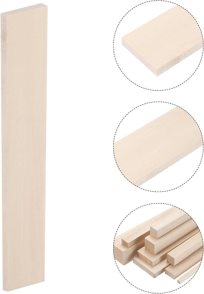 MECCANIXITY 6pcs Wood Sticks, 3/8"x 2" x 12" Rectangle Wooden Cube Wood Square