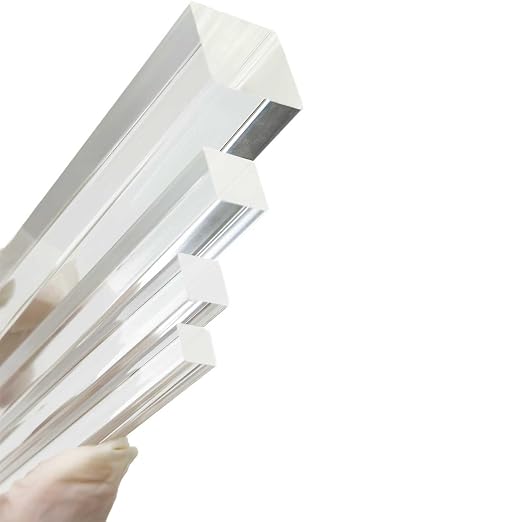 8Pcs Clear Acrylic Square Rods, 8mm x 300mm Transparent Plastic Dowel Sticks
