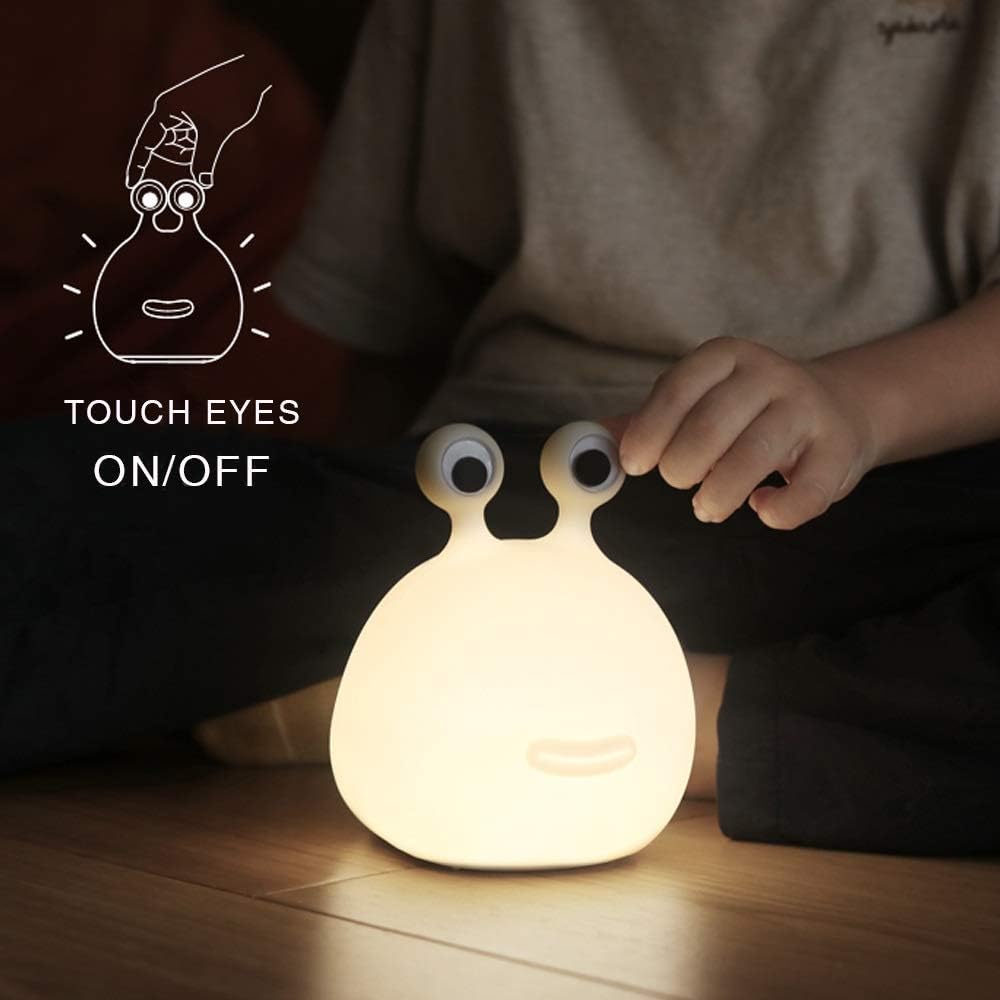 Slug Night Light for Kids,USB Rechargeable Night Light Silicone lamp,Cute Animal Lamps Touch Control&Timer and Dimmable, Portable