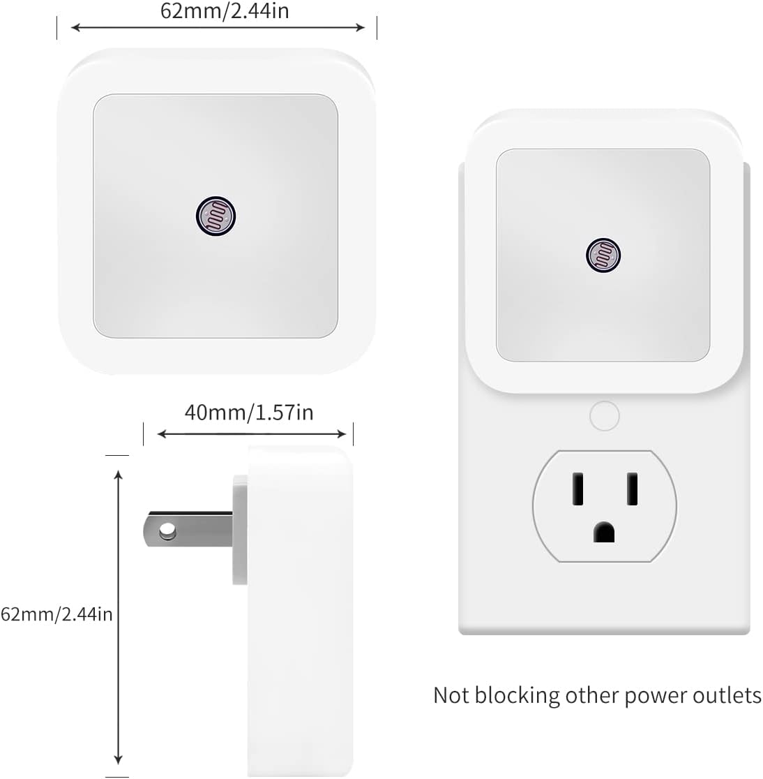 KINUR 6 Pack Night Light,Warm White LED Night Lights Plug into Wall with Dusk to Dawn sensors, Plug in Night Lights for Kids Room, Bedroom, Bathroom, Baby Nursery,Stair Lights, Hallway Light