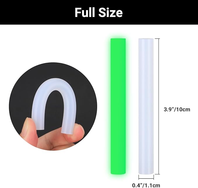 72 Pack 0.43x4 Glow in the Dark Glue Sticks, Hot Melt Glue Sticks Crafting DIY