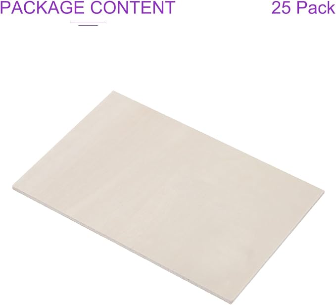DMiotech 25 Pack 7.1 x 5 x 1/4 Inches 6mm Thick Wood Sheets Basswood Sheets