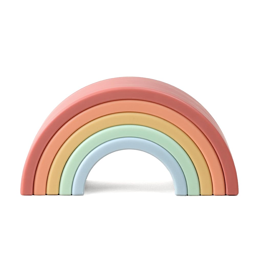 Itzy Ritzy Rainbow Stacker Toy - Includes 5 Arches for Stacking; Helps Develop Hand-Eye Coordination; Rainbow