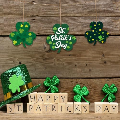30Pcs St. Patrick's Day Leaves Unfinished Paintable Blank Wooden Festival
