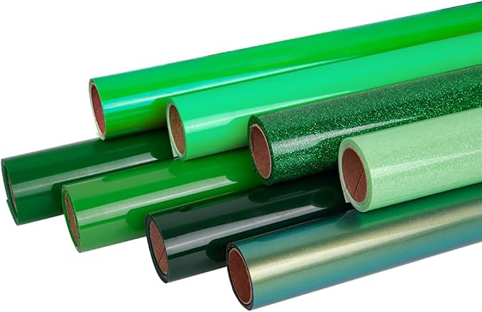FUNKAKA Green Heat Transfer HTV Vinyl Bundle, 8 Rolls 12" x 3ft St. Patrick