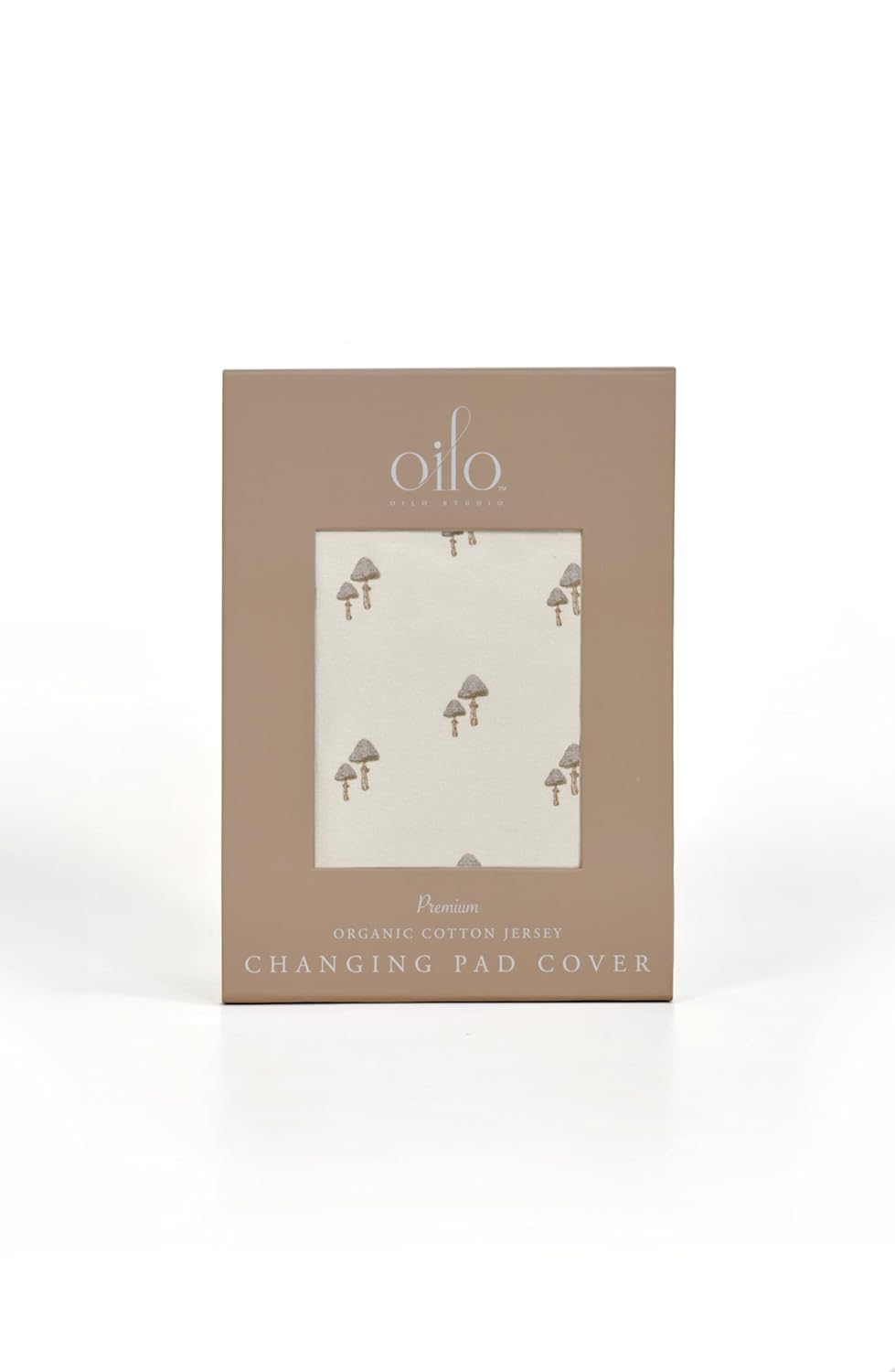 Oilo Changing Pad Cover, Breathable 100% Organic Cotton Fitted Jersey, 300 Thread Count, Machine Wash, Fits Standard Changing Pads (32" x 16"), Heirloom Organic Collection, Mushroom
