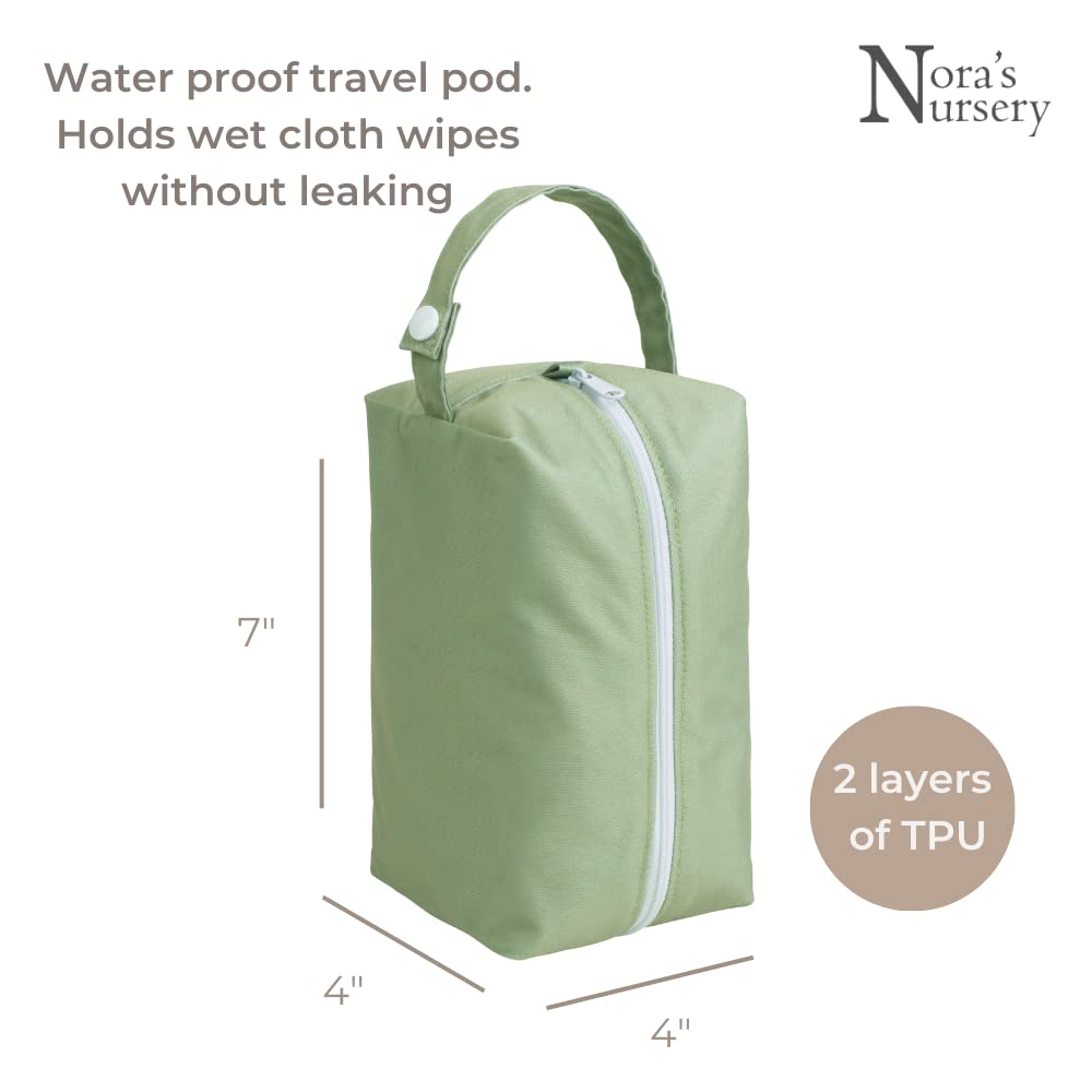 Nora's Nursery Reusable Baby Wipes, 100% Cotton Washcloths, Soft and Absorbent Towels for Newborn Bath and Face, Includes 20 Wipes with 1 Waterproof Pod for On-The-Go Moms, Ideal for Sensitive Skin