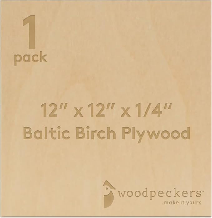 6 mm Baltic Birch Plywood 1/4 x 12 x 12 Inch, Box of 1 B/BB Grade Craft Wood