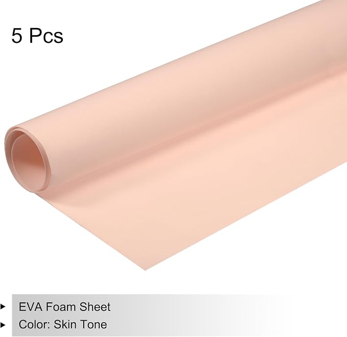 MECCANIXITY EVA Foam Sheets Skin Tone 19.7 Inch x 19.7 Inch 1mm Thick Crafts