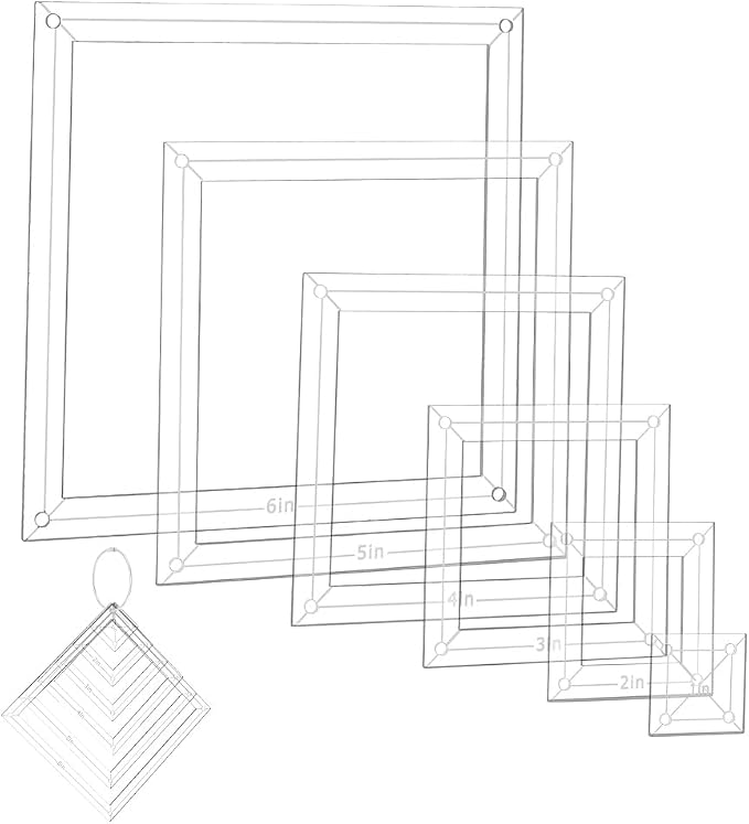 NBEADS 6Pcs Acrylic Quilting Templates Set, Square Cutting Ruler Template