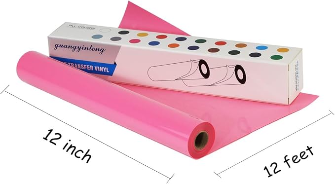 guangyintong Heat Transfer Vinyl Pink HTV Rolls, Matte Surface