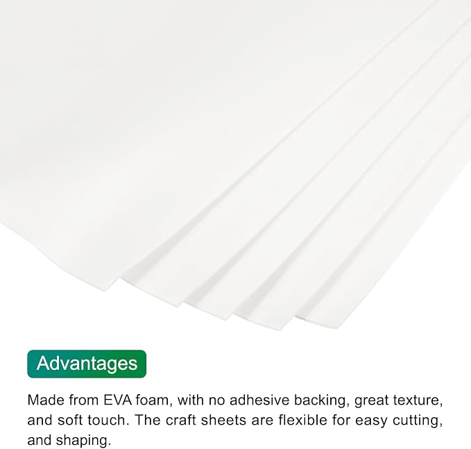 MECCANIXITY EVA Foam Sheets White 35.4 Inch x 19.7 Inch 2mm Thick Crafts Foam