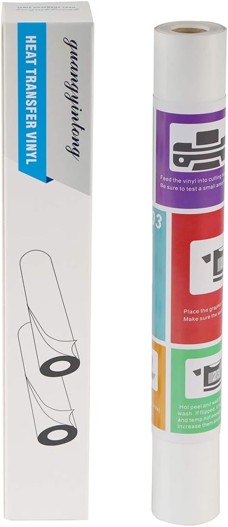 guangyintong Heat Transfer Vinyl White HTV Rolls, Glossy Surface White HTV Vinyl