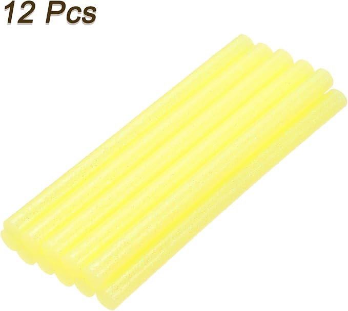 uxcell Mini Hot Glue Sticks for Glue Gun 7mm x 100mm Glitter Light Yellow 12pcs