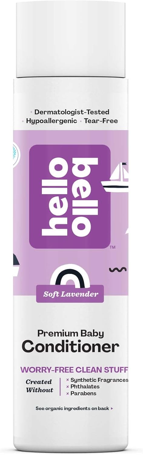 Hello Bello Soft Lavender Conditioner | Hypoallergenic, pH-Balanced & Dermatologist-Tested, Plant Based Formula for Babies and Kids | 10 FL Oz