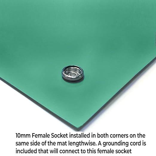 RubberStat Dual Layer ESD Compliant Workstation Rubber Table Mat Kit, Soldering, Cell Phone Repair, with Wrist Strap Set and Ground Cord - 36"x60" Green