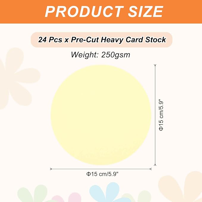 MECCANIXITY 24 Pcs Circle Card Stock, 5.9 Inch Round Cutouts Paper Thick