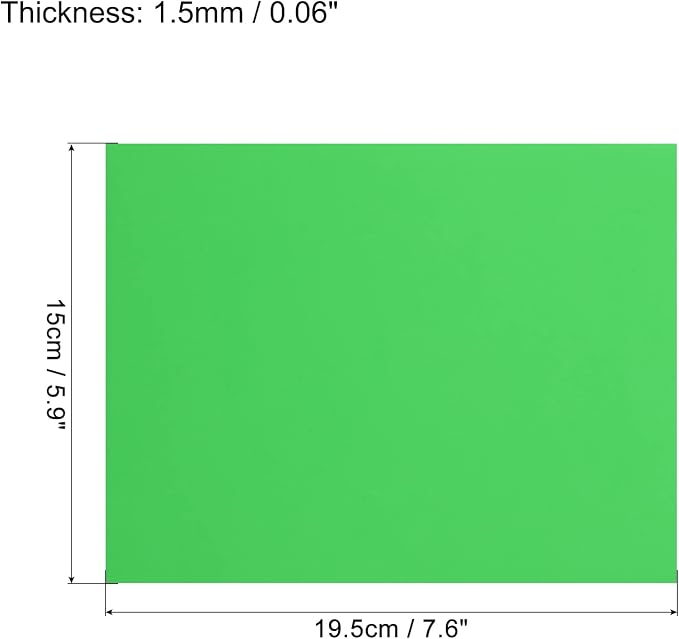 MECCANIXITY EVA Foam Sheets Green 7.6 Inch x 5.9 Inch 2mm Thickness