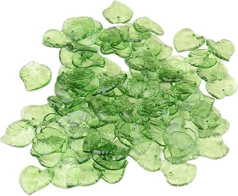 200Pcs Green Transparent Acrylic Leaf Pendants Leaf Bead Charms