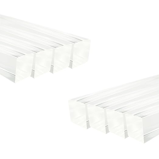 8Pcs Clear Acrylic Square Rods, 12mm x 300mm Thick Transparent Plastic Dowel