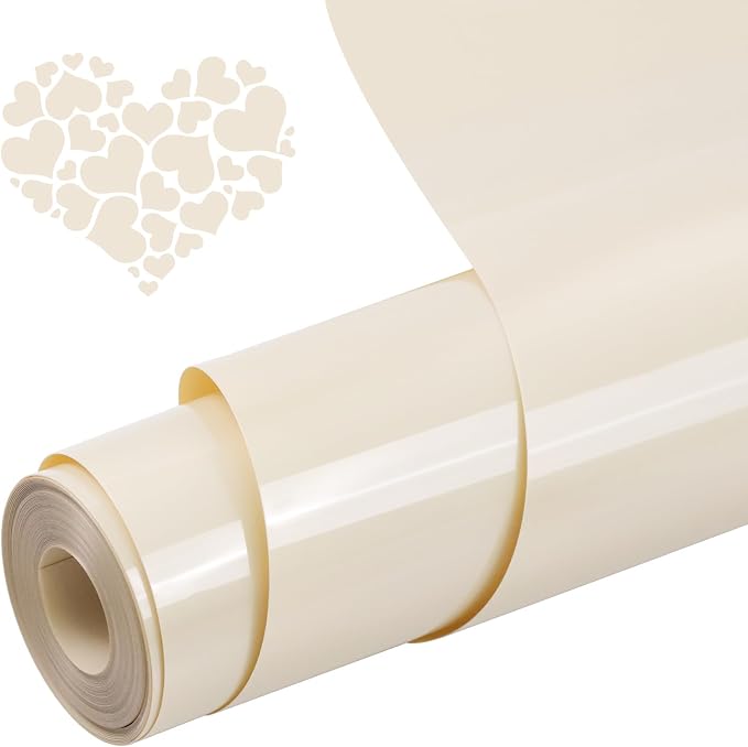 Heat Transfer Vinyl Cream12 x 20Ft, PU HTV Iron on Vinyl Easy to Cut & Weed