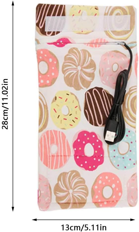 Portable Keep Bottle Warm, USB Travel Milk Heat Keeper, Baby Bottle Keep Warmer for Car Tavel, Storage Cover Insulation Thermostat(Donut, 12)