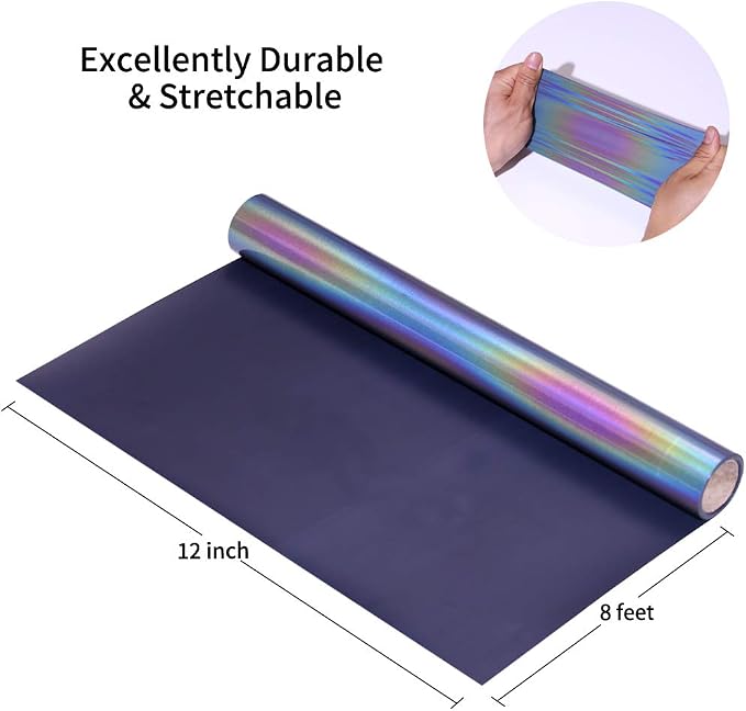 HTV Rainbow Reflective Rainbow Iron on Vinyl Heat Transfer Vinyl 12 inch x 8