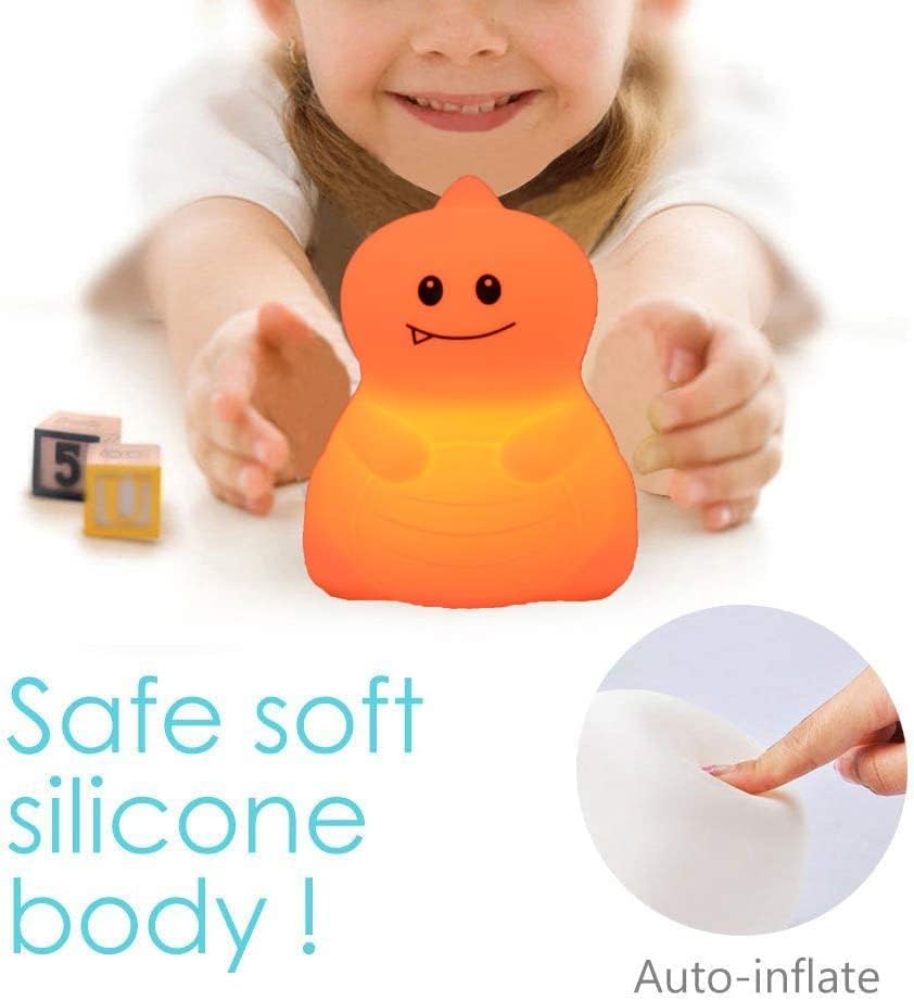Night Light, Bedside Lamp, Baby Nursery Lamp for Breastfeeding Safe, Break Resistant, Eye Caring, Adjustable Brightness & Color, Timing Function, Remote Control + Touch Control - Dinosaur
