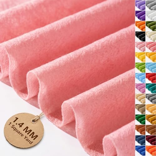 Pink Felt Fabric 36'' X 36'', 1.4mm Large Felt Sheets Soft Durable Crafts Felt