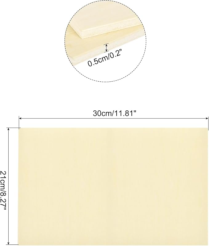 MECCANIXITY 3pcs Basswood Sheets 12 x 8 x 3/16 Inch Unfinished Wood Boards