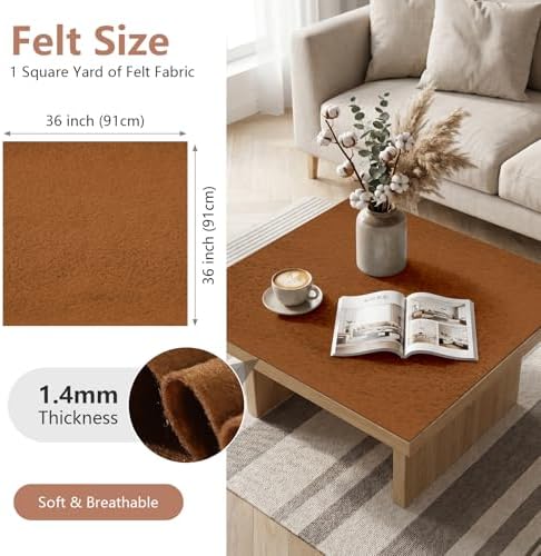1.4mm Felt Fabric 36'' X 36'' Large Felt Sheets Soft Craft Felt by The Yard